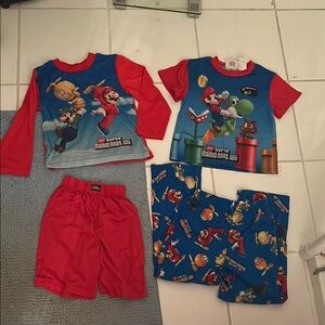 Nintendo Mario’s Brother Red and Blue Summer/Winter Pajama Set w/Playful Prints